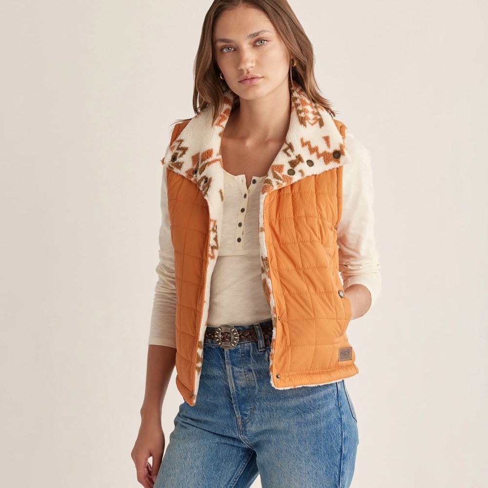 Pendleton WOMEN'S MANZANITA REVERSIBLE VEST highland ridge tomato fleece NWT - Picture 5 of 8